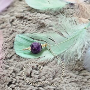 Pendule en améthyste - pierre naturelle pour radiesthésie et intuition